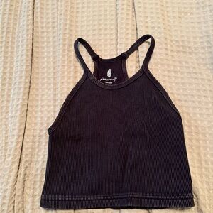 Free People Vintage Black Ribbed Crop Tank